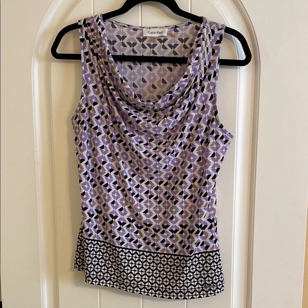 Calvin Klein Purple Fitted Tank Top with Asymmetrical Design